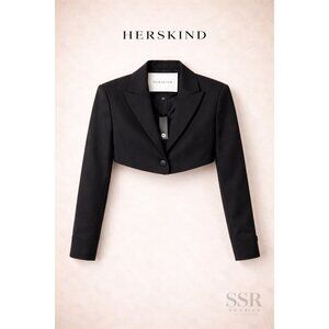HERSKIND Loreen Cropped Blazer Black Size 36 / US 6 NWT Scandinavian Designer